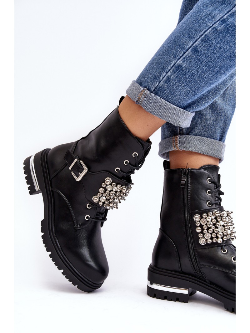 Women's insulated work boots decorated black Lennen