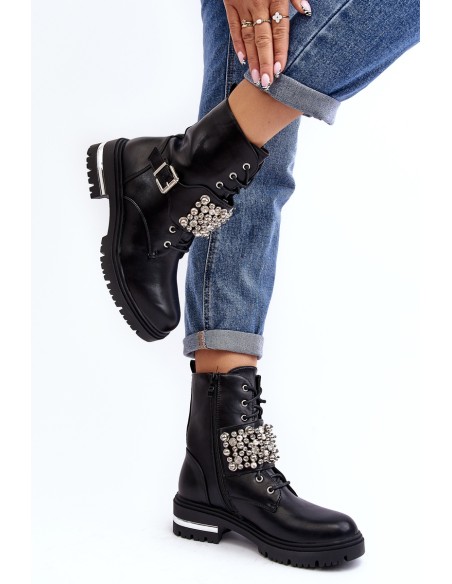 Women's insulated work boots decorated black Lennen