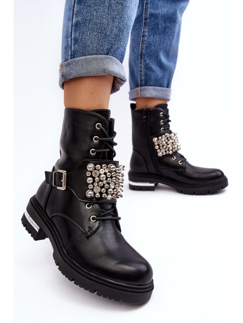 Women's insulated work boots decorated black Lennen