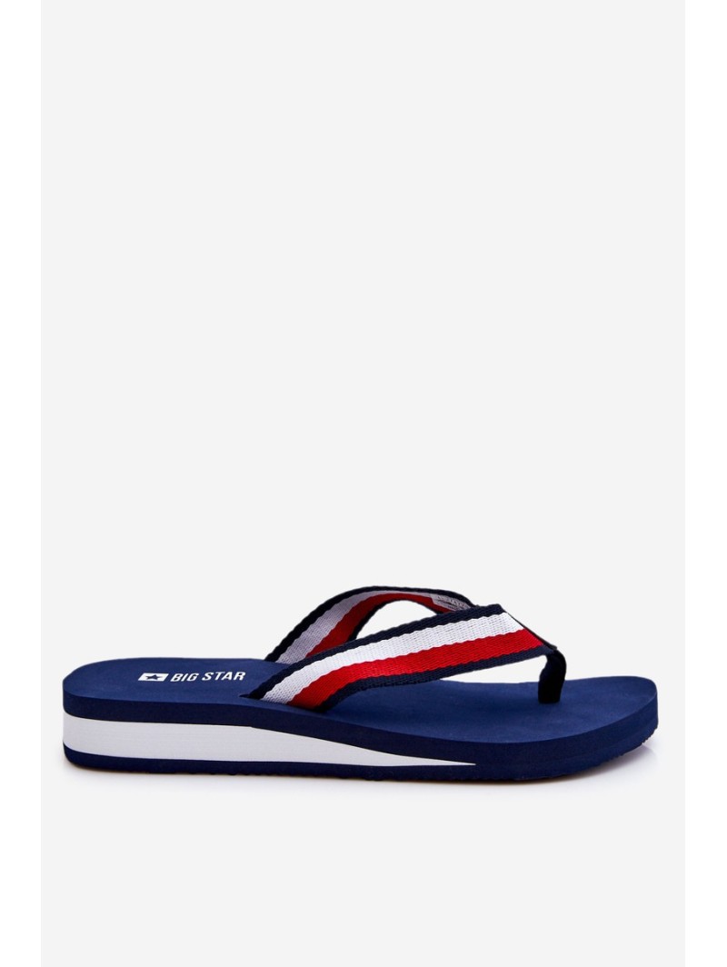 Women's Big Star Platform Flip Flops LL274779 Navy Blue