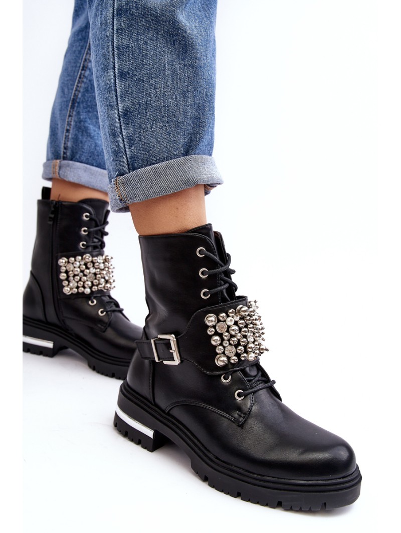 Women's insulated work boots decorated black Lennen