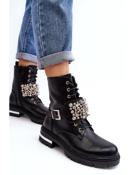 Women's insulated work boots decorated black Lennen