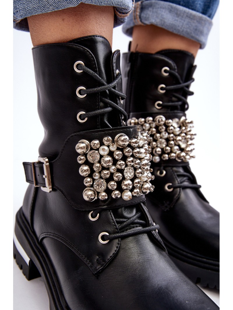 Women's insulated work boots decorated black Lennen