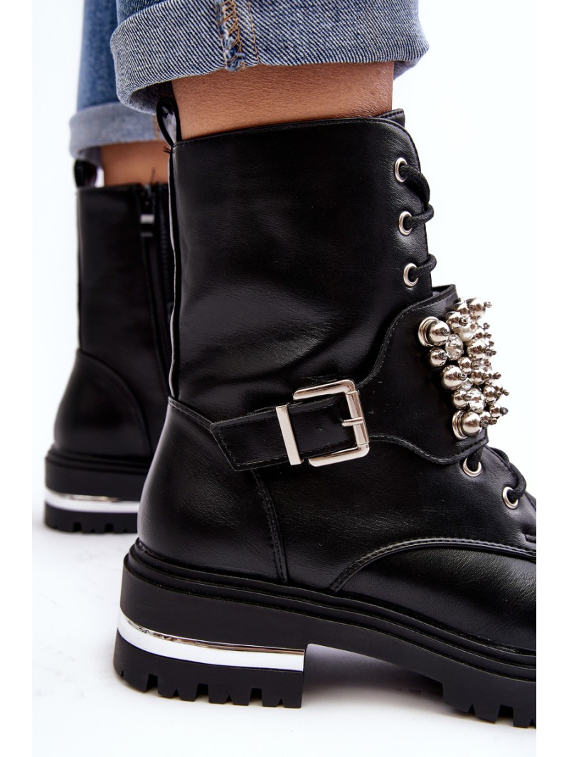 Women's insulated work boots decorated black Lennen