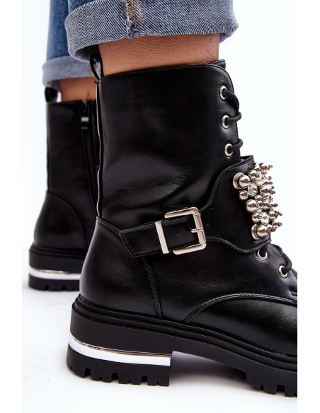Women's insulated work boots decorated black Lennen