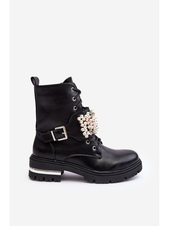 Lined Women's Work Boots Decorated Black Venizi 2