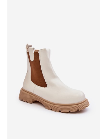 Women's ankle boots with zipper White Ramhel
