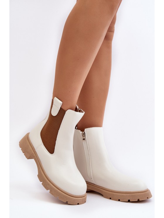 Women's ankle boots with zipper White Ramhel 2