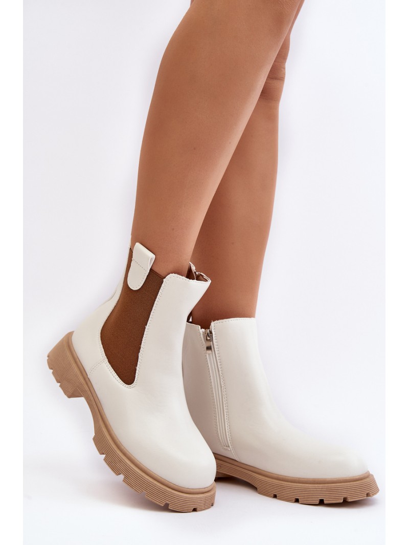 Women's ankle boots with zipper White Ramhel