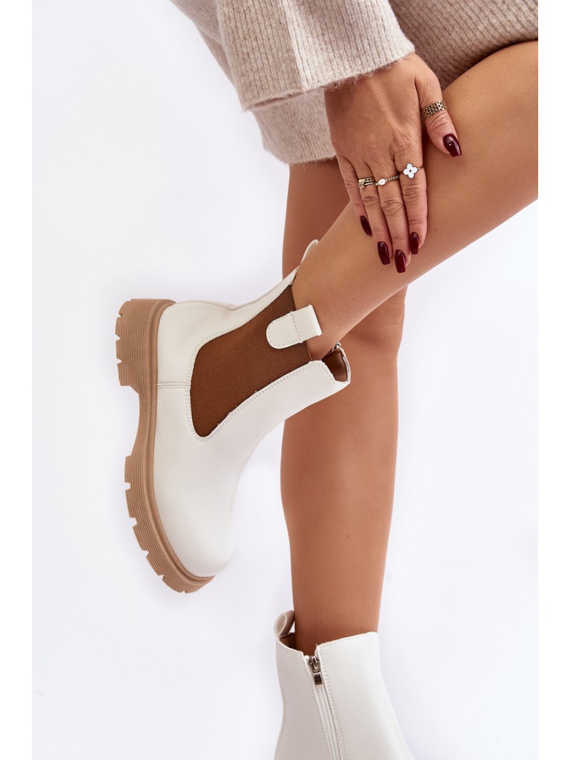 Women's ankle boots with zipper White Ramhel
