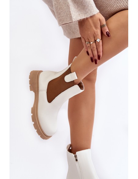Women's ankle boots with zipper White Ramhel