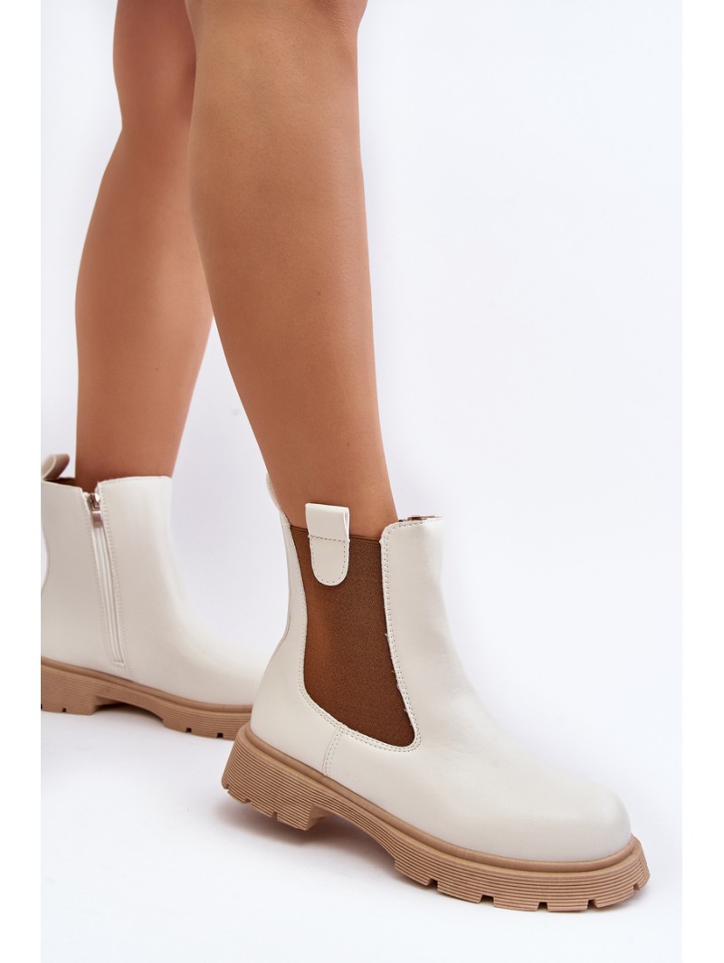 Women's ankle boots with zipper White Ramhel