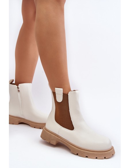 Women's ankle boots with zipper White Ramhel
