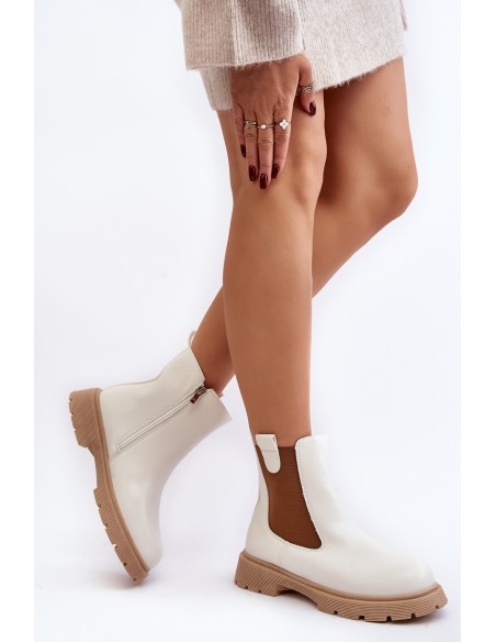 Women's ankle boots with zipper White Ramhel