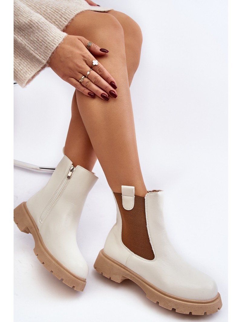 Women's ankle boots with zipper White Ramhel