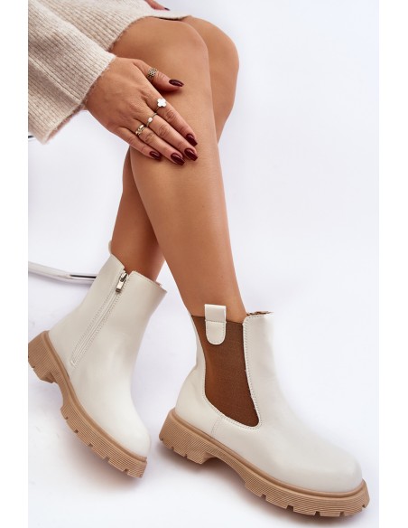 Women's ankle boots with zipper White Ramhel