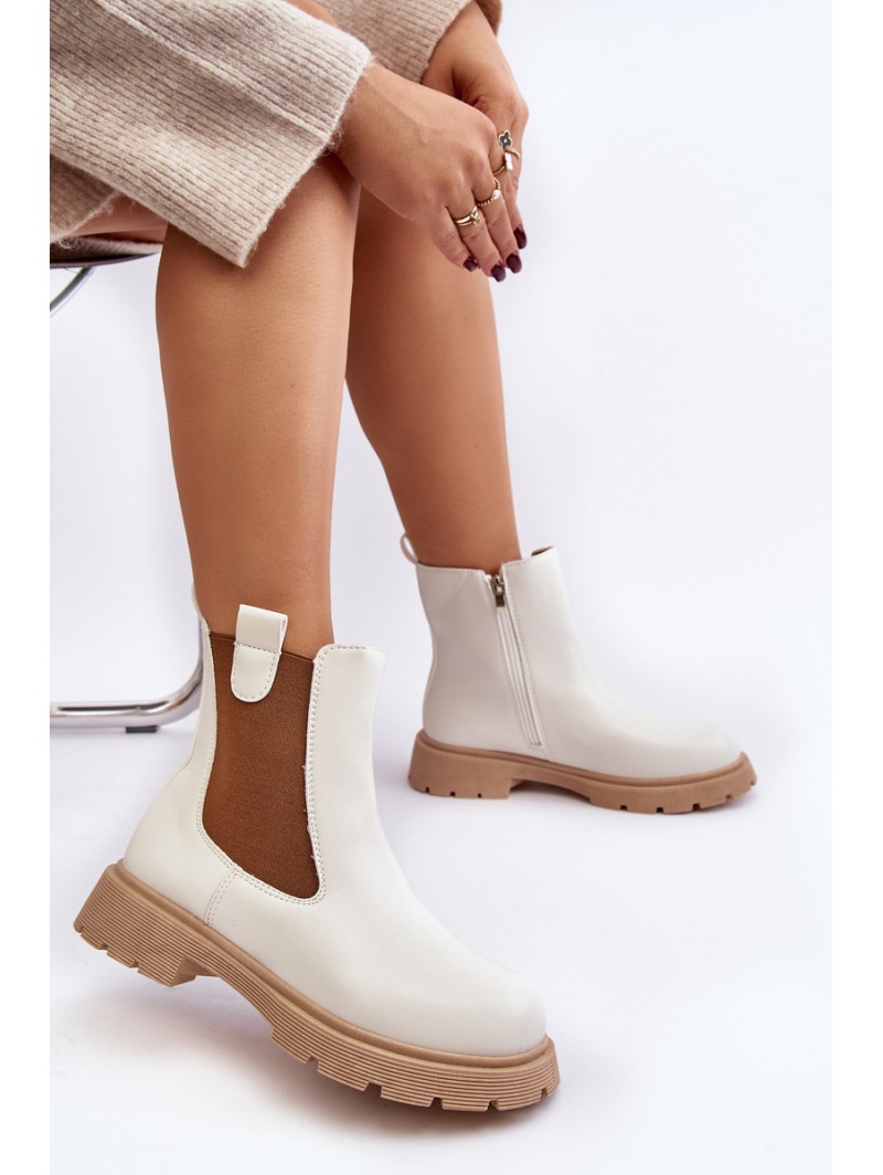 Women's ankle boots with zipper White Ramhel
