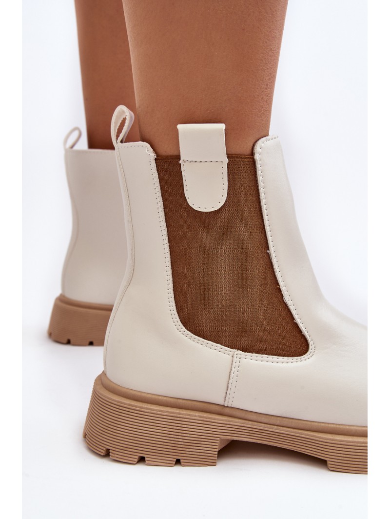 Women's ankle boots with zipper White Ramhel