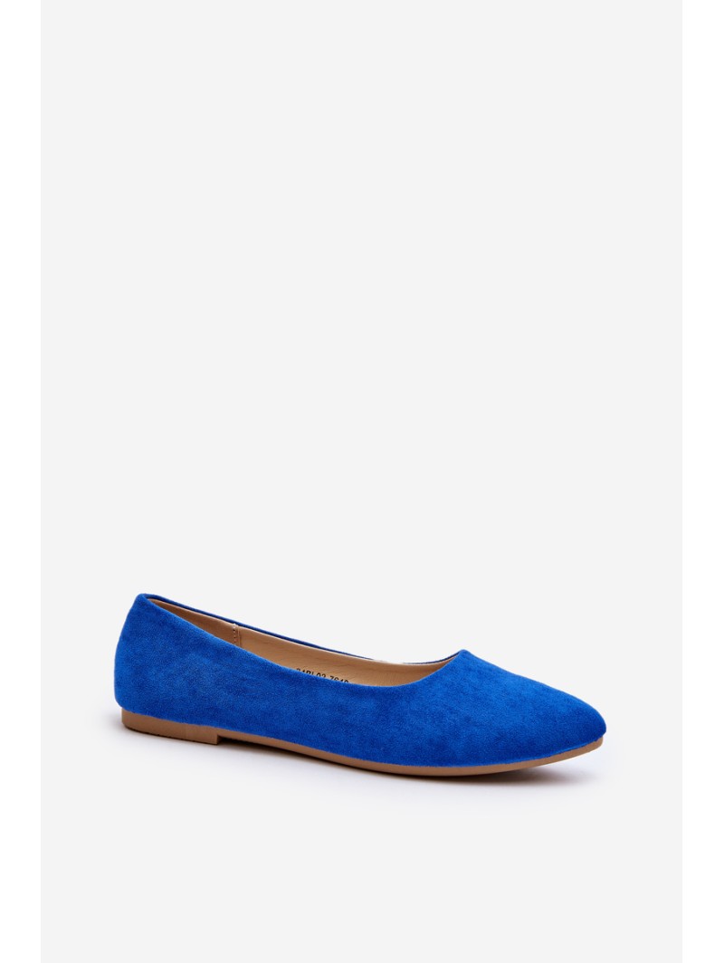 Women's Blue Suede Ballerina Flats Kommia