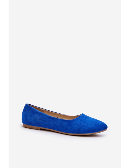 Women's Blue Suede Ballerina Flats Kommia