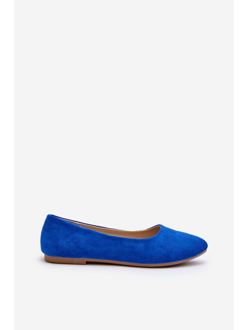 Women's Blue Suede Ballerina Flats Kommia