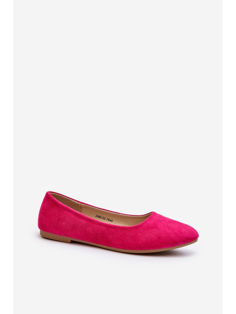 Women's Pink Suede Ballerina Flats Kommia