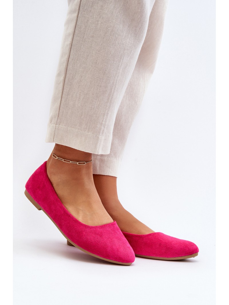 Women's Pink Suede Ballerina Flats Kommia