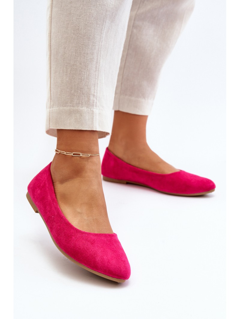 Women's Pink Suede Ballerina Flats Kommia