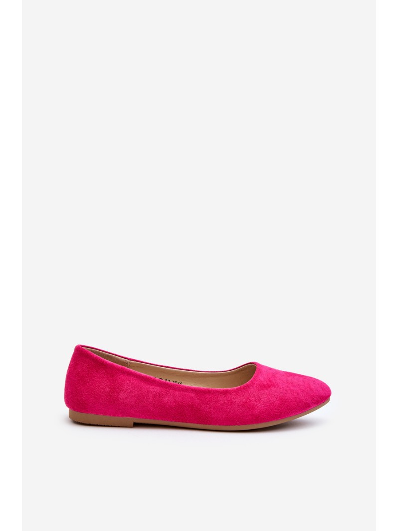 Women's Pink Suede Ballerina Flats Kommia