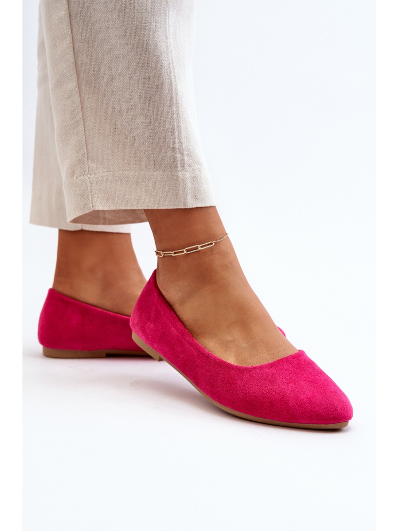 Women's Pink Suede Ballerina Flats Kommia
