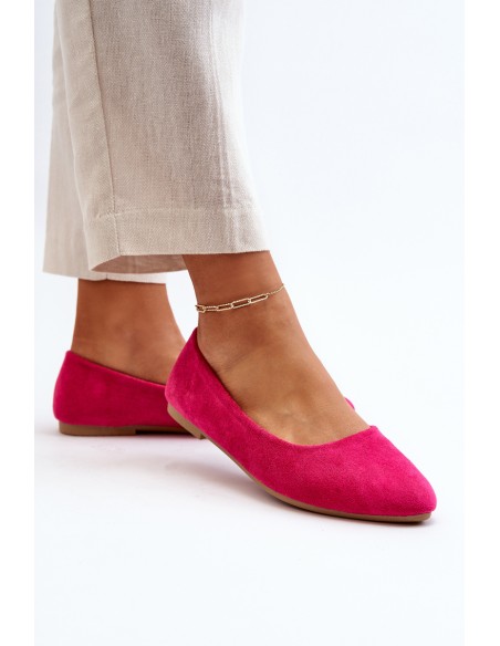 Women's Pink Suede Ballerina Flats Kommia