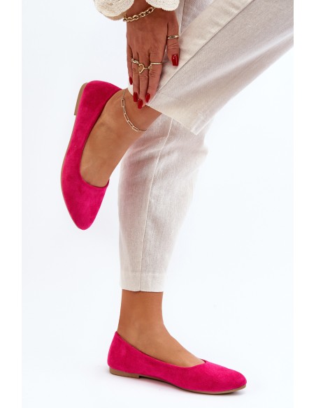Women's Pink Suede Ballerina Flats Kommia