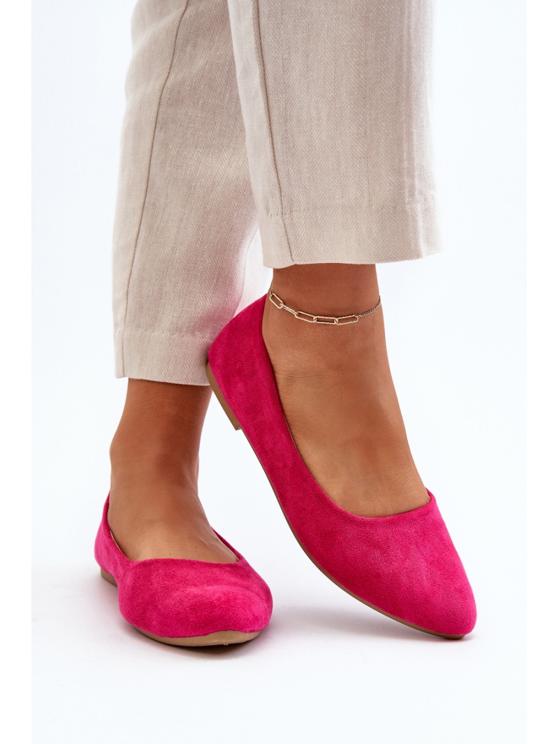 Women's Pink Suede Ballerina Flats Kommia