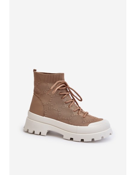 Women's Sock-Like Slip-On Boots Brown Solime