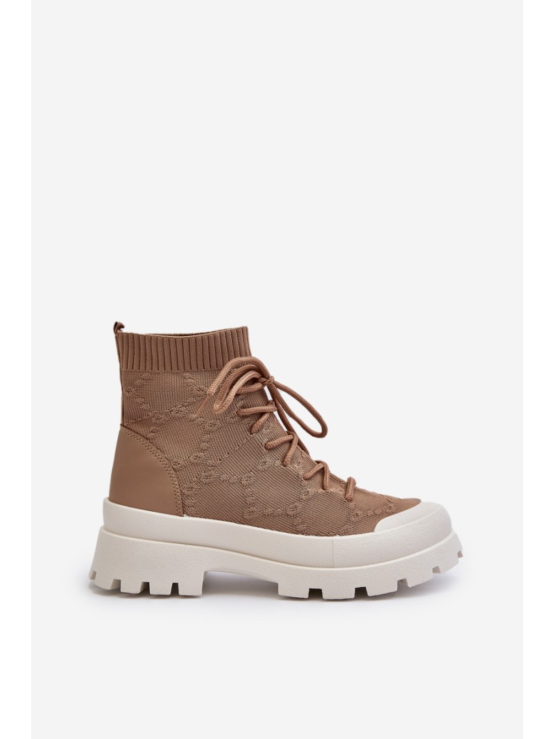 Women's Sock-Like Slip-On Boots Brown Solime