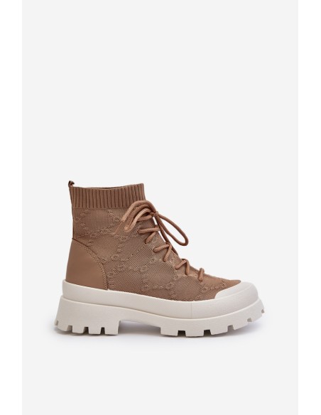 Women's Sock-Like Slip-On Boots Brown Solime
