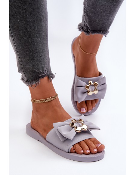 Women's Slippers with Bow Lavender Arsicada