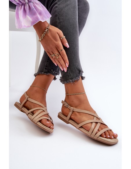 Flat Women's Sandals Big Star NN274012 Beige