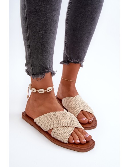 Women's Flat Sandals Big Star NN274078 Beige