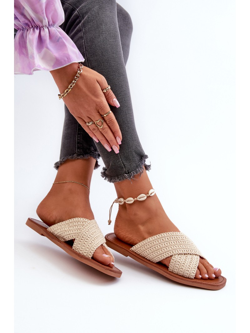 Women's Flat Sandals Big Star NN274078 Beige