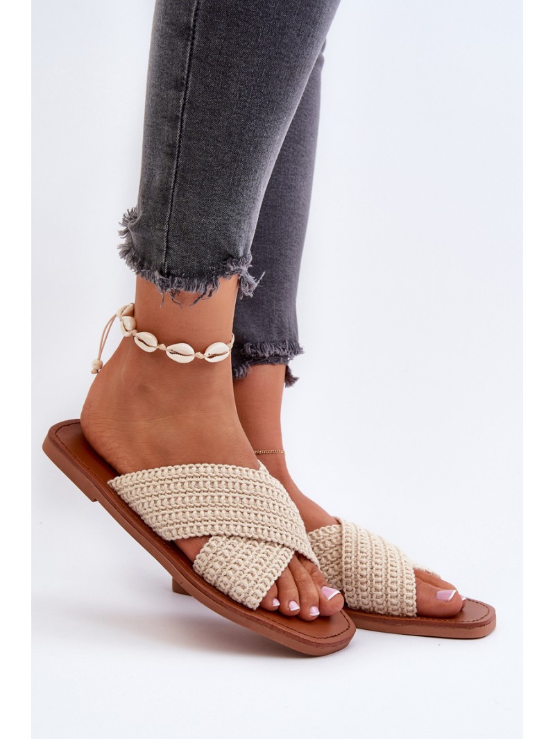 Women's Flat Sandals Big Star NN274078 Beige