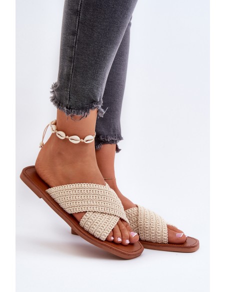 Women's Flat Sandals Big Star NN274078 Beige