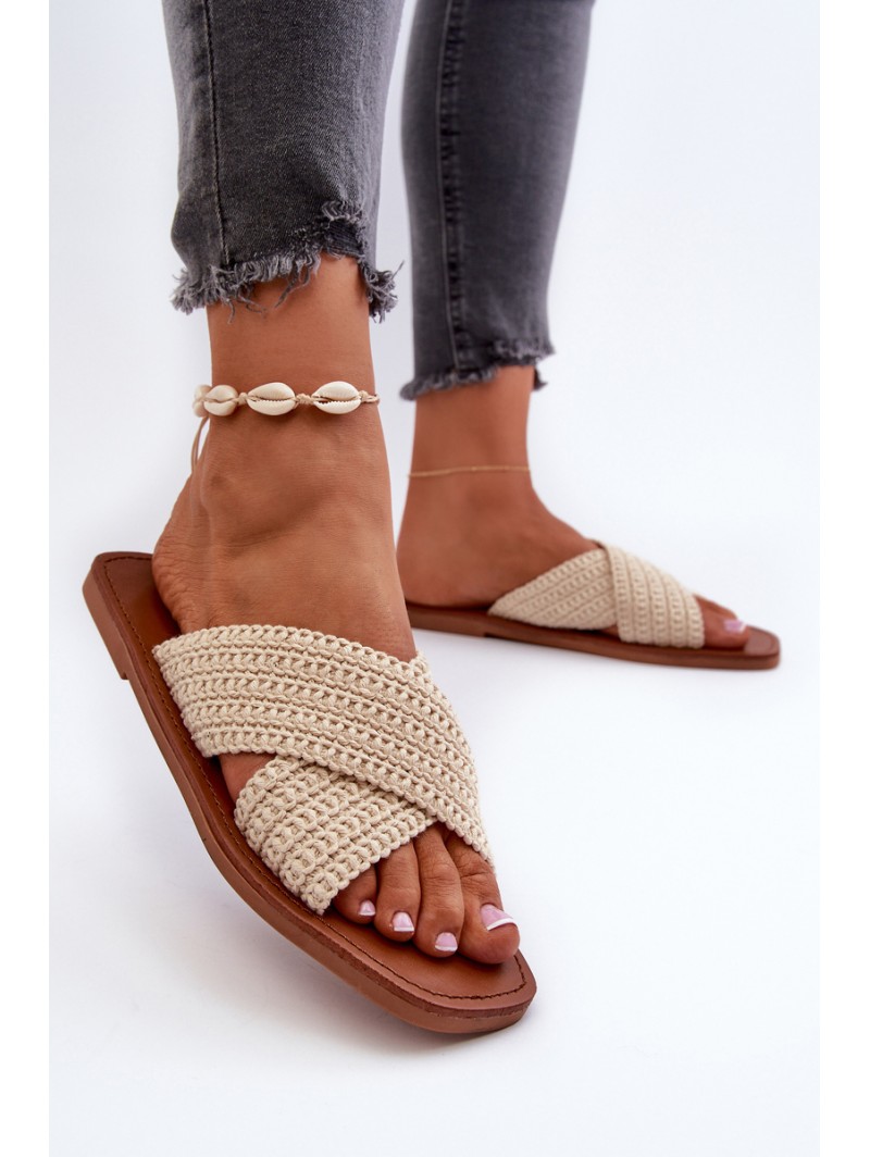 Women's Flat Sandals Big Star NN274078 Beige