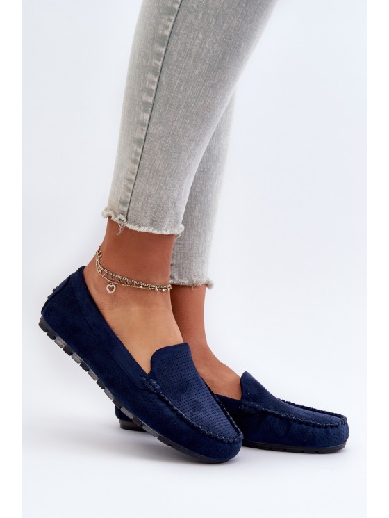 Women's Navy Suede Moccasins Ranica