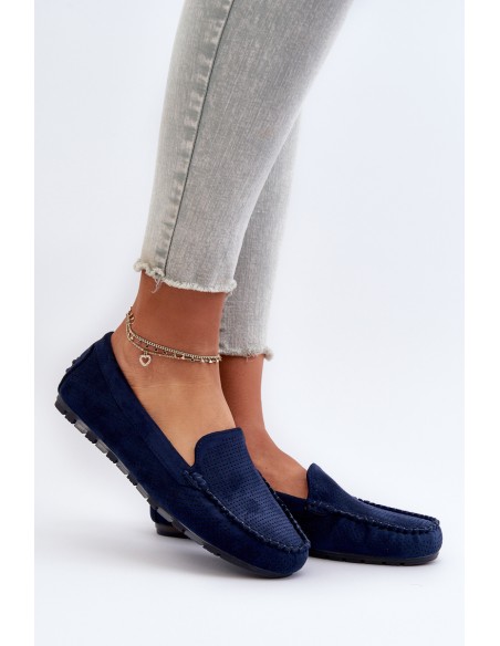 Women's Navy Suede Moccasins Ranica