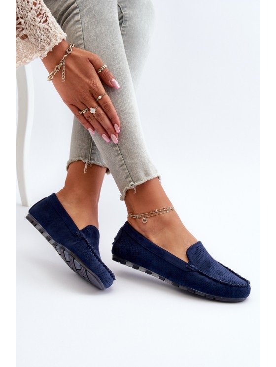 Women's Navy Suede Moccasins Ranica 2