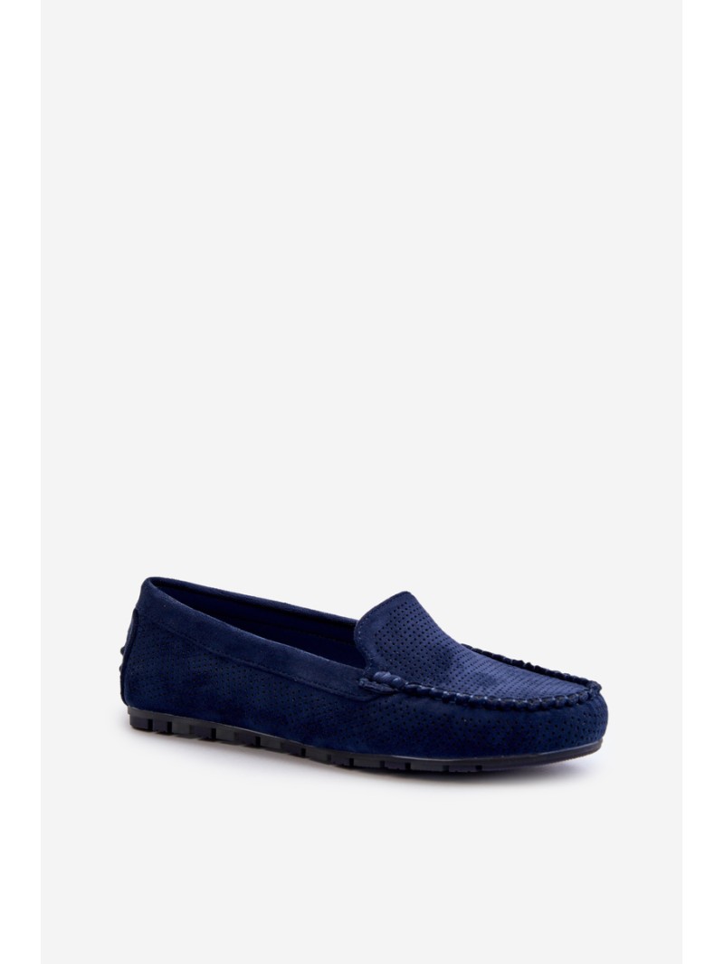 Women's Navy Suede Moccasins Ranica