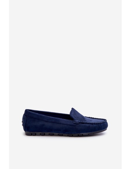 Women's Navy Suede Moccasins Ranica