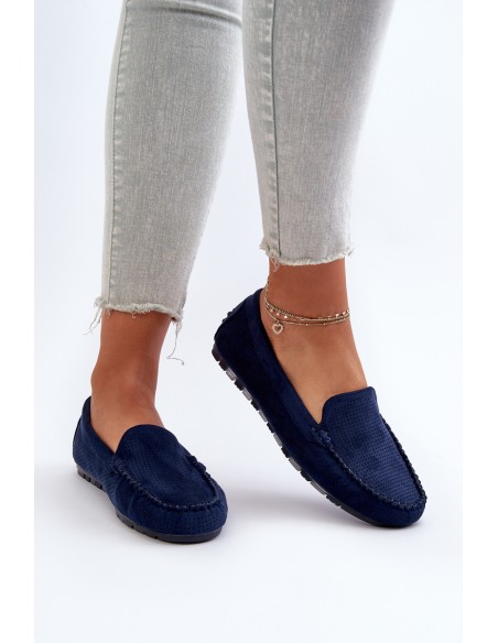Women's Navy Suede Moccasins Ranica