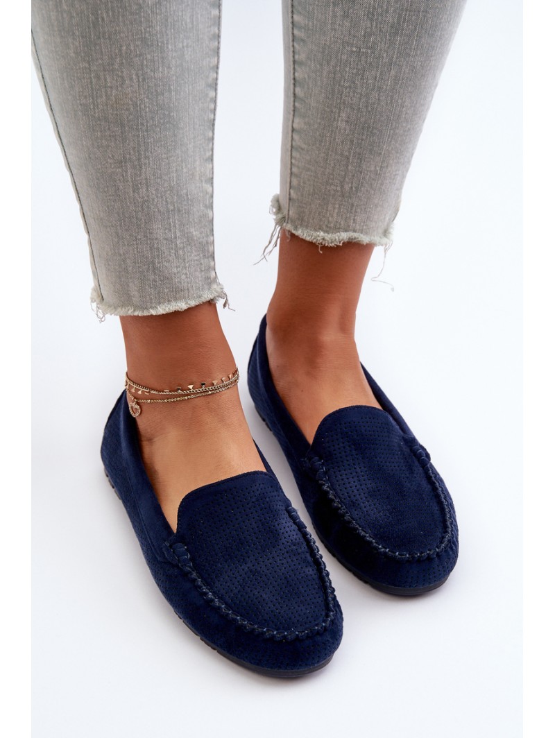 Women's Navy Suede Moccasins Ranica